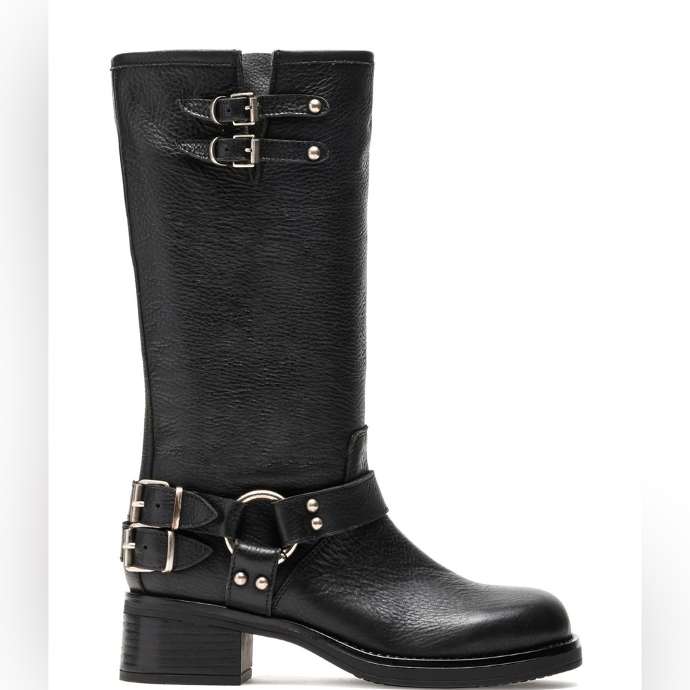 Steve Madden Black Leather Moto Combat Boots
